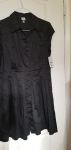 Merona Black Button up Dress with pleating